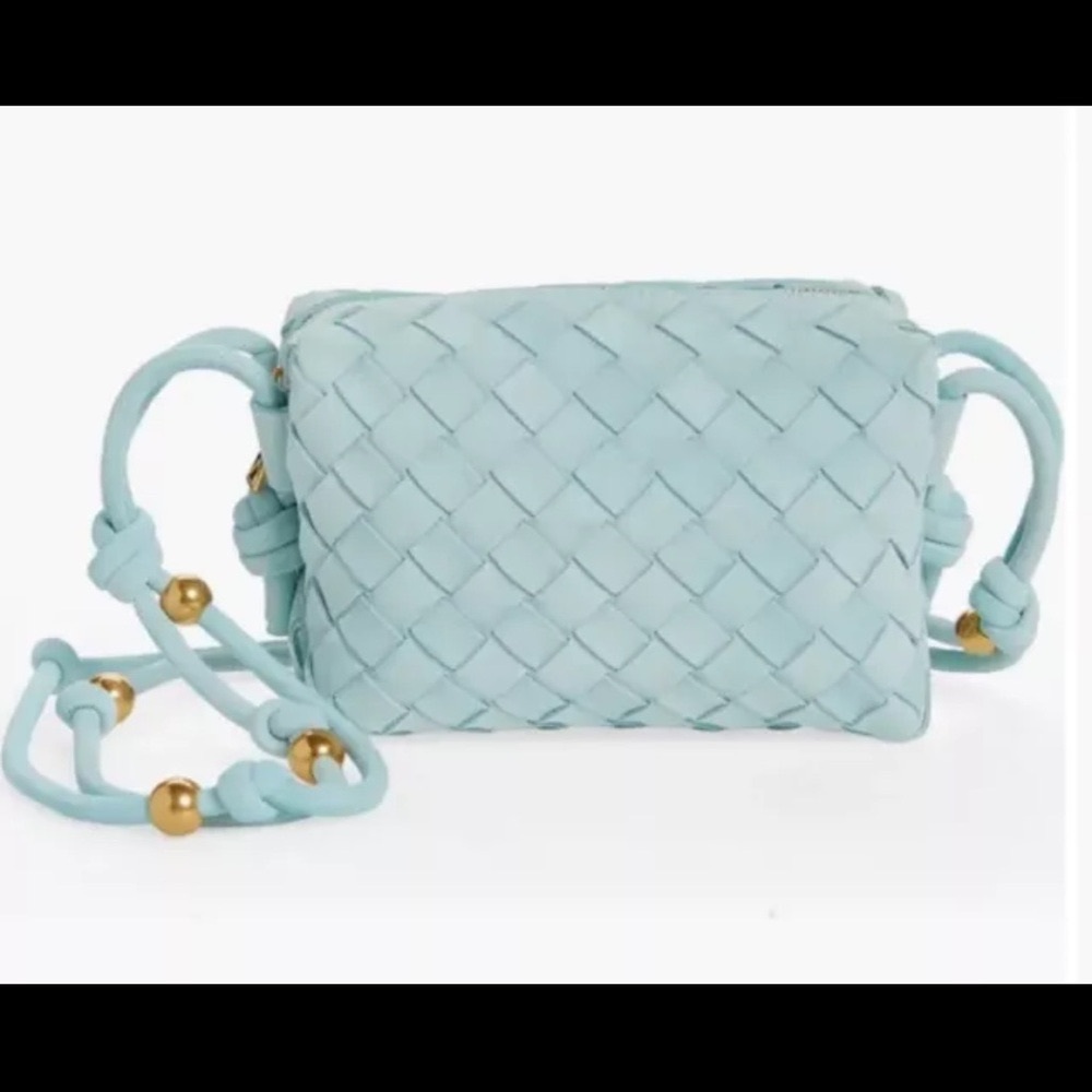 Bottega veneta mini loop blue suede bag